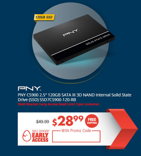 PNY CS900 2.5" 120GB SATA III 3D NAND Internal Solid State Drive (SSD) SSD7CS900-120-RB