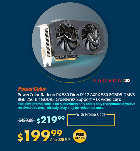 PowerColor Radeon RX 580 DirectX 12 AXRX 580 8GBD5-DMV3 8GB 256-Bit GDDR5 CrossFireX Support ATX Video Card
