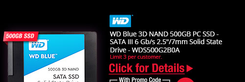 WD Blue 3D NAND 500GB PC SSD - SATA III 6 Gb/s 2.5"/7mm Solid State Drive - WDS500G2B0A