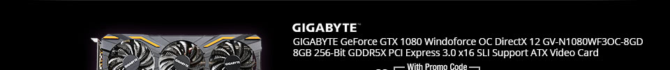 GIGABYTE GeForce GTX 1080 DirectX 12 GV-N1080WF3OC-8GD 8GB 256-Bit GDDR5X PCI Express 3.0 x16 SLI Support ATX Video Card