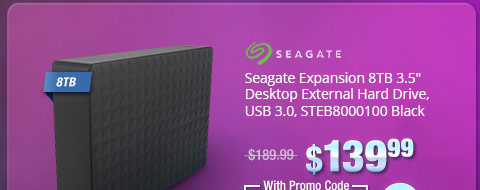 Seagate Expansion 8TB 3.5" Desktop External Hard Drive, USB 3.0, STEB8000100 Black