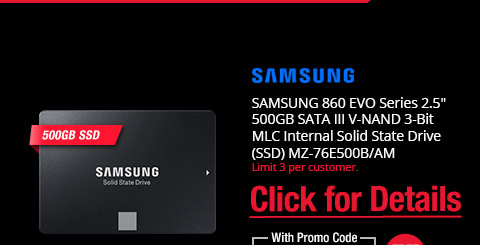 SAMSUNG 860 EVO Series 2.5" 500GB SATA III V-NAND 3-Bit MLC Internal Solid State Drive (SSD) MZ-76E500B/AM