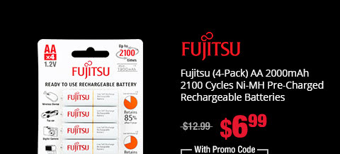 Fujitsu (4-Pack) AA 2000mAh 2100 Cycles Ni-MH Pre-Charged Rechargeable Batteries