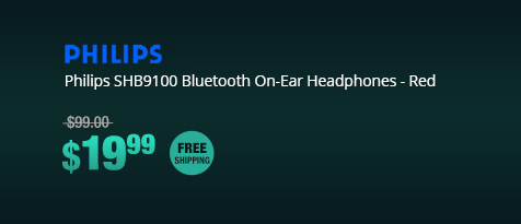 Philips SHB9100 Bluetooth On-Ear Headphones - Red