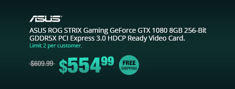 ASUS ROG STRIX Gaming GeForce GTX 1080 8GB 256-Bit GDDR5X PCI Express 3.0 HDCP Ready Video Card