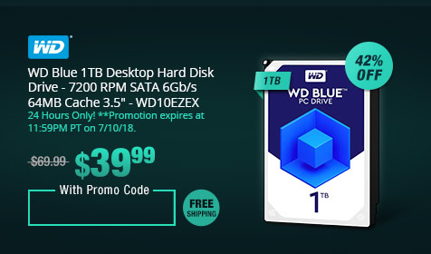 WD Blue 1TB Desktop Hard Disk Drive - 7200 RPM SATA 6Gb/s 64MB Cache 3.5" - WD10EZEX