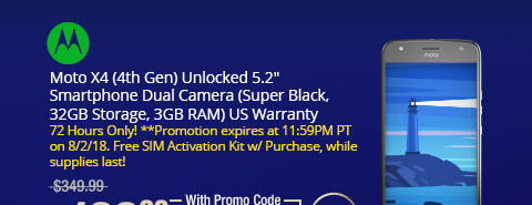 Moto X4 (4th Gen) Unlocked 5.2" Smartphone Dual Camera (Super Black, 32GB Storage, 3GB RAM) US Warranty 