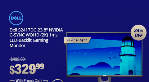 Dell S2417DG YNY1D 23.8" NVIDIA G-SYNC WQHD (2K) 1ms LED-Backlit Gaming Monitor