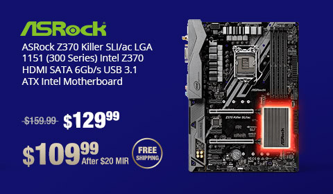 ASRock Z370 Killer SLI/ac LGA 1151 (300 Series) Intel Z370 HDMI SATA 6Gb/s USB 3.1 ATX Intel Motherboard