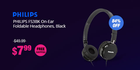 PHILIPS FS3BK On-Ear Foldable Headphones, Black