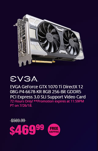 EVGA GeForce GTX 1070 Ti DirectX 12 08G-P4-6678-KR 8GB 256-Bit GDDR5 PCI Express 3.0 SLI Support Video Card