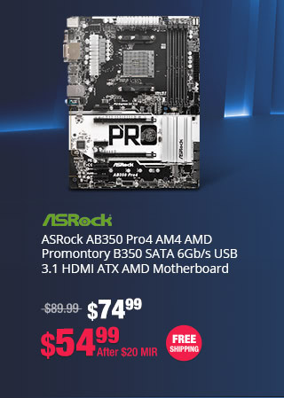 ASRock AB350 Pro4 AM4 AMD Promontory B350 SATA 6Gb/s USB 3.1 HDMI ATX AMD Motherboard