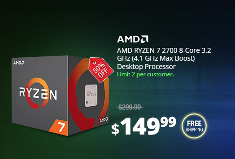 AMD RYZEN 7 2700 8-Core 3.2 GHz (4.1 GHz Max Boost) Desktop Processor