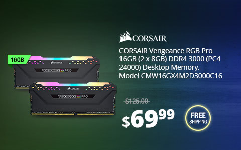 CORSAIR Vengeance RGB Pro 16GB (2 x 8GB) DDR4 3000 (PC4 24000) Desktop Memory, Model CMW16GX4M2D3000C16