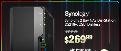 Synology 2 Bay NAS DiskStation DS218+, 2GB, Diskless