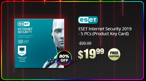 ESET Internet Security 2019 - 5 PCs (Product Key Card)
