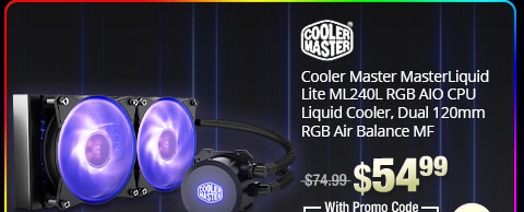 Cooler Master MasterLiquid Lite ML240L RGB AIO CPU Liquid Cooler, Dual 120mm RGB Air Balance MF