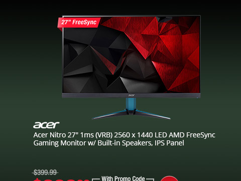 Acer Nitro 27" 1ms (VRB) 2560 x 1440 LED AMD FreeSync Gaming Monitor w/ Built-in Speakers, IPS Panel