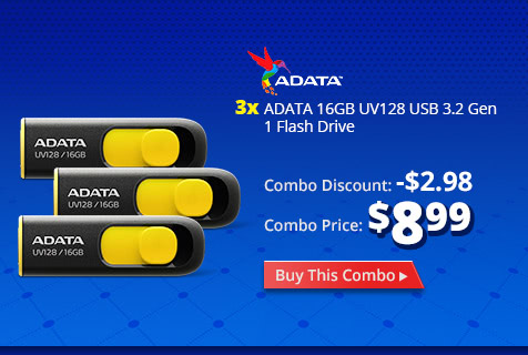 Combo: 3x - ADATA 16GB UV128 USB 3.2 Gen 1 Flash Drive