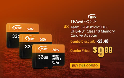 Combo: 3x - Team 32GB microSDHC UHS-I/U1 Class 10 Memory Card w/ Adapter
