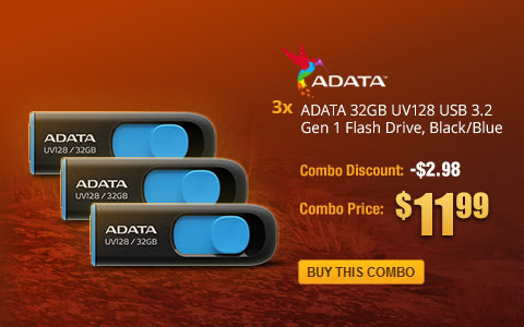 Combo: 3x - ADATA 32GB UV128 USB 3.2 Gen 1 Flash Drive, Black/Blue