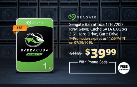Seagate BarraCuda 1TB 7200 RPM 64MB Cache SATA 6.0Gb/s 3.5" Hard Drive, Bare Drive