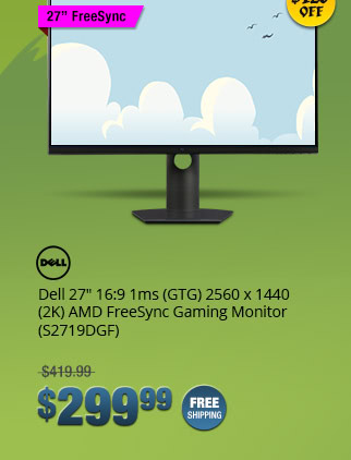 Dell 27" 16:9 1ms (GTG) 2560 x 1440 (2K) AMD FreeSync Gaming Monitor (S2719DGF)
