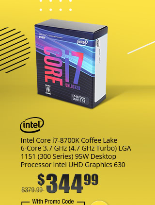 Intel Core i7-8700K Coffee Lake 6-Core 3.7 GHz (4.7 GHz Turbo) LGA 1151 (300 Series) 95W Desktop Processor Intel UHD Graphics 630