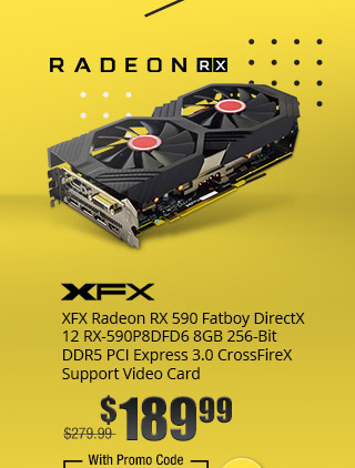 XFX Radeon RX 590 Fatboy DirectX 12 RX-590P8DFD6 8GB 256-Bit DDR5 PCI Express 3.0 CrossFireX Support Video Card