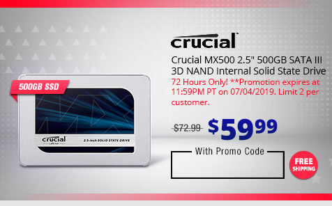 Crucial MX500 2.5" 500GB SATA III 3D NAND Internal Solid State Drive