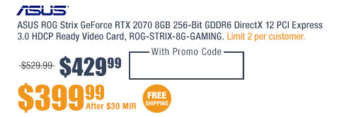 ASUS ROG Strix GeForce RTX 2070 8GB 256-Bit GDDR6 DirectX 12 PCI Express 3.0 HDCP Ready Video Card, ROG-STRIX-8G-GAMING