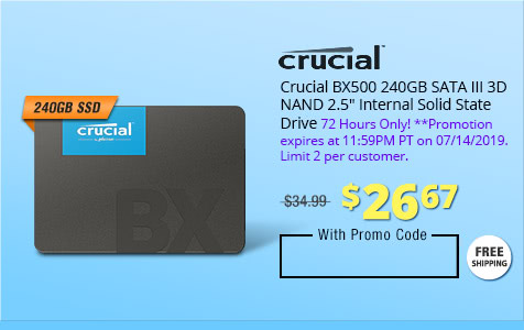 Crucial BX500 240GB SATA III 3D NAND 2.5" Internal Solid State Drive