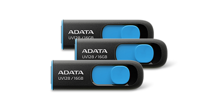 Combo: 3x - ADATA 16GB UV128 USB 3.2 Gen 1 Flash Drive, Black/Blue