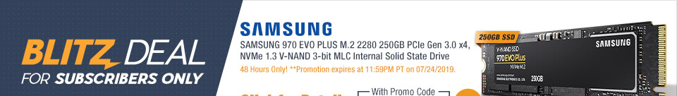 SAMSUNG 970 EVO PLUS M.2 2280 250GB PCIe Gen 3.0 x4, NVMe 1.3 V-NAND 3-bit MLC Internal Solid State Drive