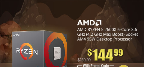 AMD RYZEN 5 2600X 6-Core 3.6 GHz (4.2 GHz Max Boost) Socket AM4 95W Desktop Processor