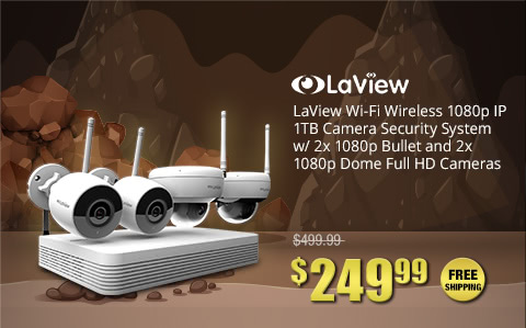 LaView Wi-Fi Wireless 1080p IP 1TB Camera Security System, 8-channel H.265 NVR w/ 1080P Output, 2 x 1080P Bullet and 2 x 1080P Dome Full HD In / Outdoor IP Cameras