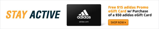 Get a $15 adidas ePromo Card w/ Purchase of a $50 adidas eCard