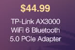 TP-Link AX3000 WiFi 6 Bluetooth 5.0 PCIe Adapter