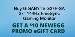 Buy GIGABYTE G27F-SA 27" 144Hz FreeSync Gaming Monitor, Get A $10 Newegg Promo eGift Card