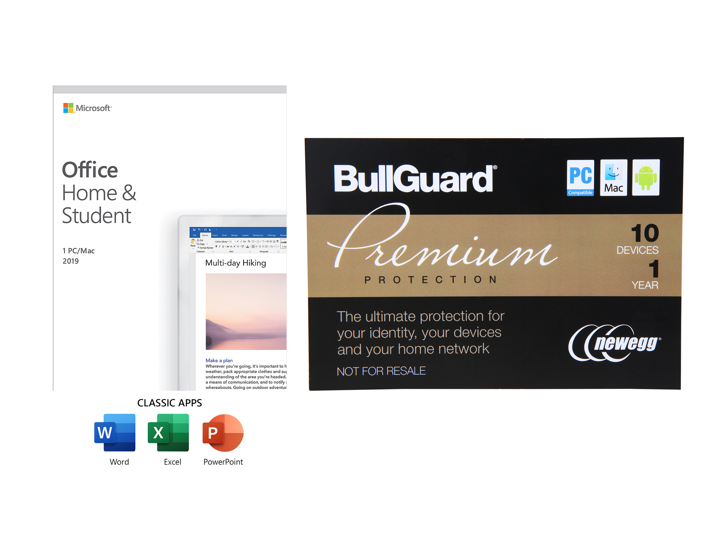 1xMicrosoft Office Home & Student 2019 | One-time purchase, 1 device | PC/Mac Keycard 1xBullGuard Premium Protection - 10 Devices / 1 Year 