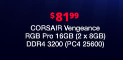 $81.99 CORSAIR Vengeance RGB Pro 16GB (2 x 8GB) DDR4 3200 (PC4 25600)