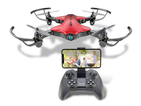 Spacekey FPV Wi-Fi Drone with Camera 1080P FHD, Drone for Kids, Real-time Video Feed, Great Drone for Beginners, Quadcopter Drone with Altitude Hold, One-Key Take-Off, Landing Foldable Arms (Red)