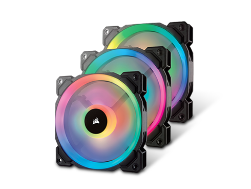 Corsair LL Series CO-9050072-WW LL120 RGB, 120mm Dual Light Loop RGB LED PWM Fan, 3 Fan Pack with Lighting Node PRO