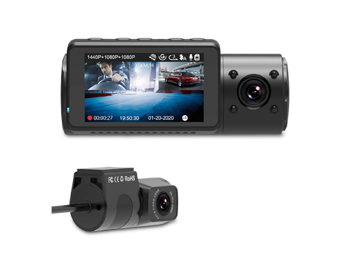 Vantrue N4 Dual Dash Cam 3 Channel 1440P Front & 1080P Inside & 1080P Rear Triple Dash Camera with Infrared Night Vision, Super Capacitor, 24 Hours Parking Mode, Motion Detection, Support 256GB Max