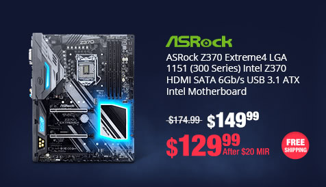 ASRock Z370 Extreme4 LGA 1151 (300 Series) Intel Z370 HDMI SATA 6Gb/s USB 3.1 ATX Intel Motherboard