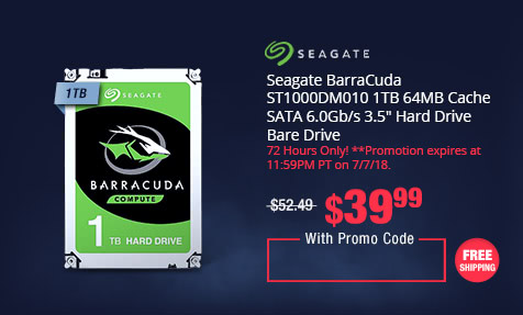 Seagate BarraCuda ST1000DM010 1TB 64MB Cache SATA 6.0Gb/s 3.5" Hard Drive Bare Drive