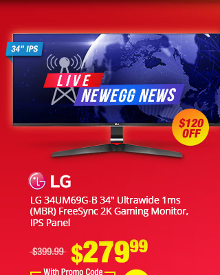 LG 34UM69G-B 34" Ultrawide 1ms (MBR) FreeSync 2K Gaming Monitor, IPS Panel