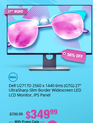 Dell U2717D 2560 x 1440 6ms (GTG) 27" UltraSharp Slim Border Widescreen LED LCD Monitor, IPS Panel