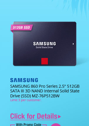 SAMSUNG 860 Pro Series 2.5" 512GB SATA III 3D NAND Internal Solid State Drive (SSD) MZ-76P512BW