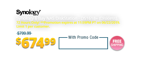 Synology 6 Bay NAS DiskStation - DS1618+ (Diskless)